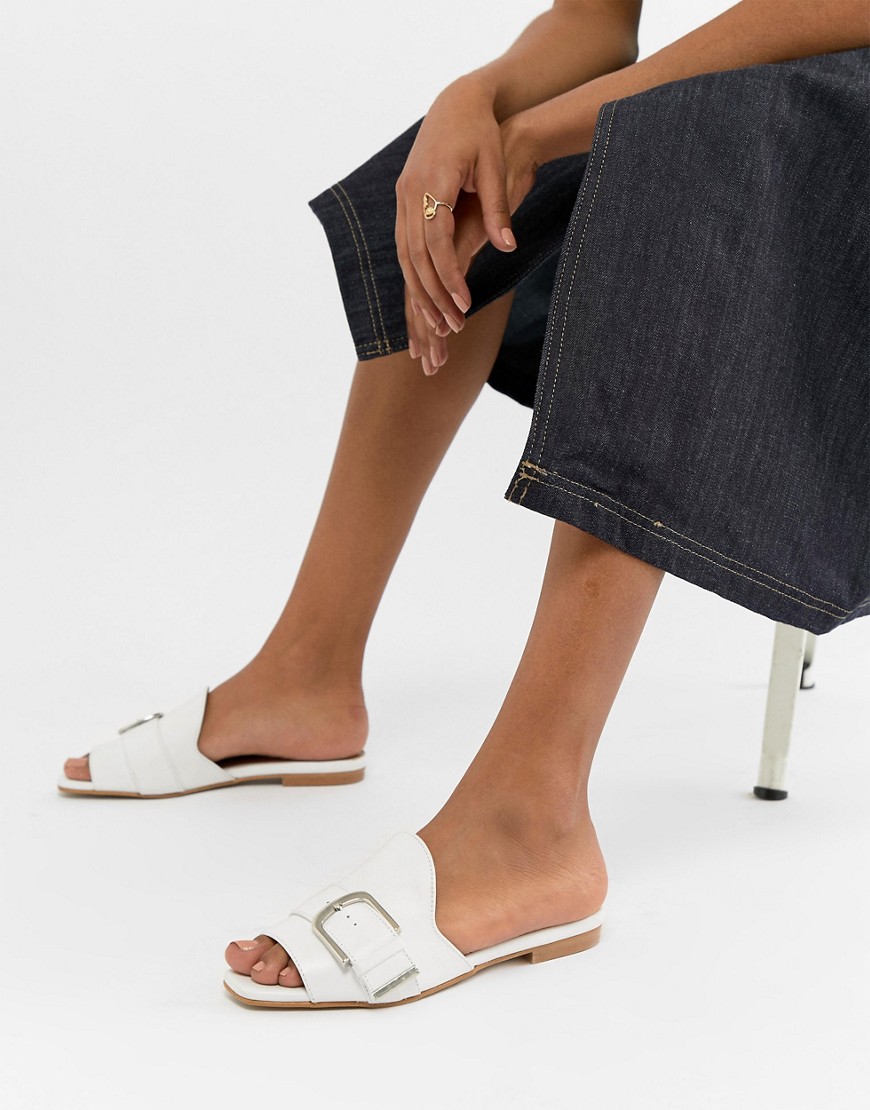 ASOS WHITE Clover Leather Flat Mules