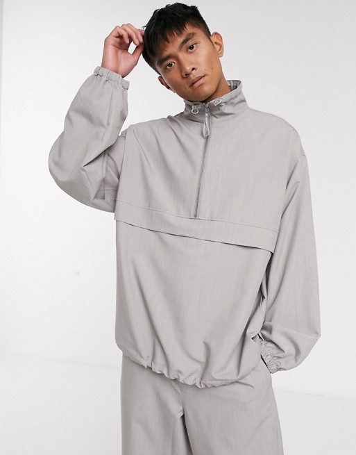 ASOS WHITE co-ord woven tracksuit top in grey