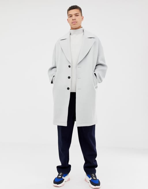 ASOS WHITE cocoon coat in ice grey wool mix