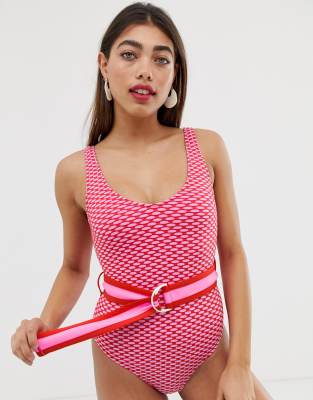 asos belted swimsuit