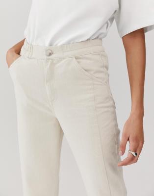 raw edge white jeans