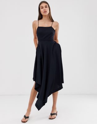 soft tailored cross neck midi dress