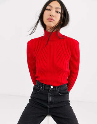 ASOS WHITE deflected rib high neck knit | ASOS