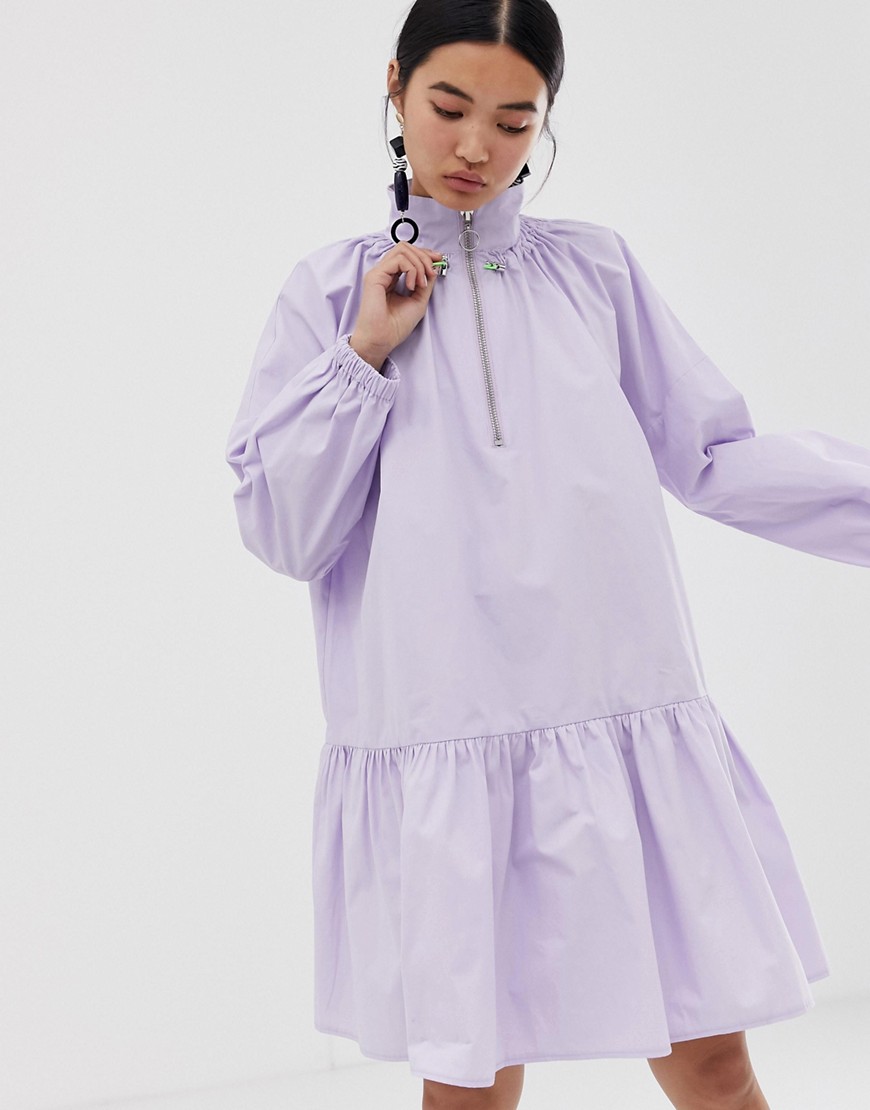 ASOS WHITE drop waist smock dress-Purple