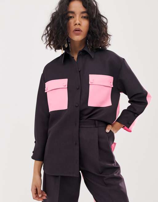 ASOS WHITE - Dwukolorowa koszula i spodnie w zestawie, 2 z 2