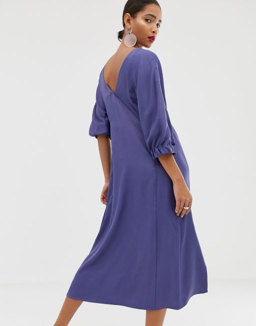 ASOS WHITE - Effen midi-jurk met gedraaide voorkant, 2 van 4
