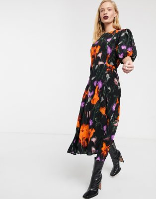 puff sleeve tea dress