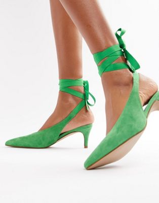ASOS WHITE Foxglove Taxklackade skor i mocka-Grön