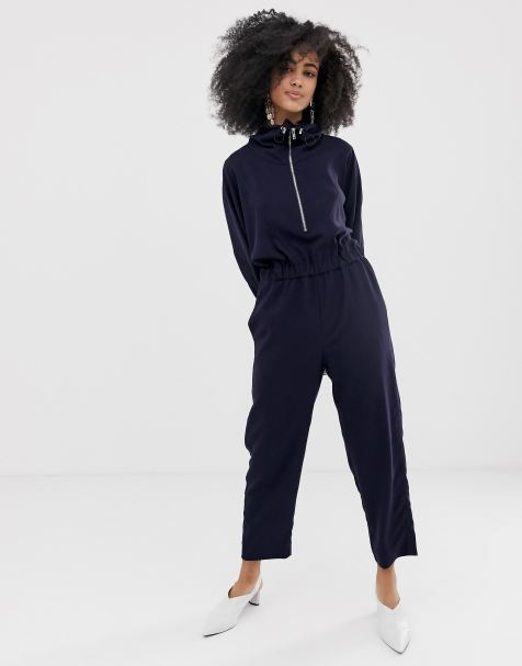 ASOS WHITE funnel neck shell suit jumpsuit