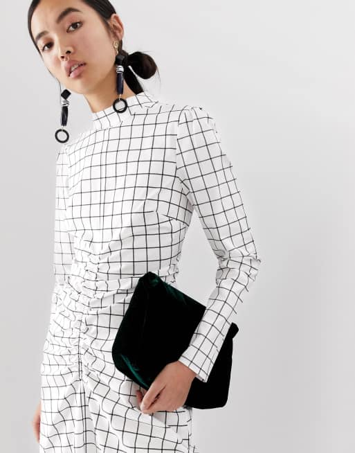 Grid print dress store