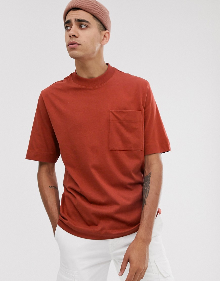 ASOS WHITE – Hennafärgad t-shirt i loose fit-Röd