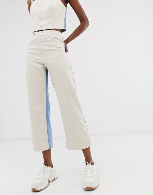 ASOS WHITE Jeans cropped bicolore in coordinato
