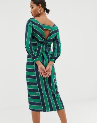 asos green and white dress