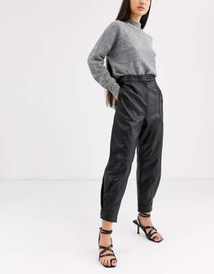 white leather joggers