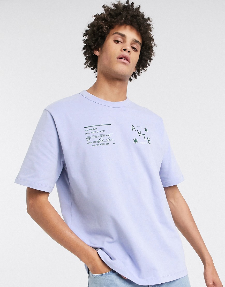 ASOS WHITE – Lila t-shirt i loose fit med texttryck