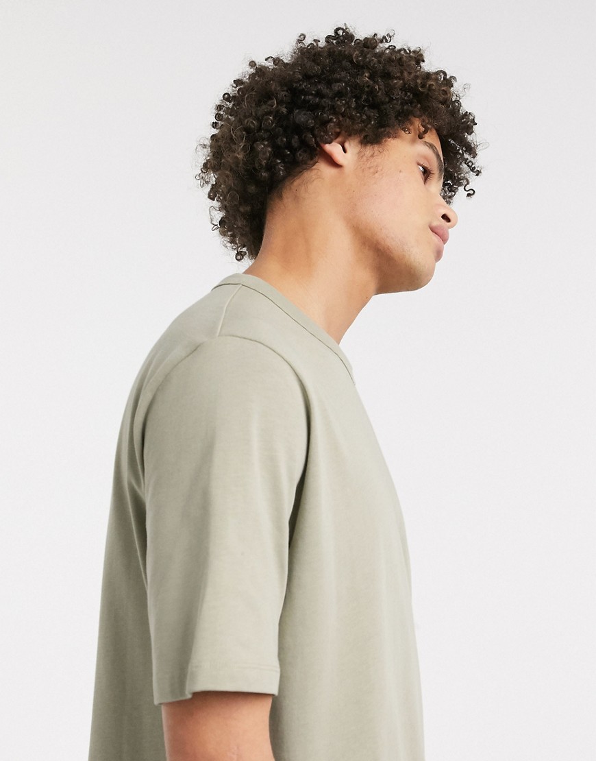 ASOS WHITE – Ljust khakifärgad, tung t-shirt i loose fit-Grön