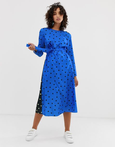 ASOS WHITE long sleeve midi dress in spot print
