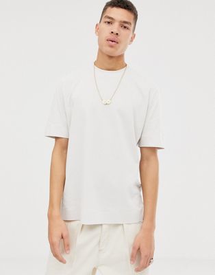 ASOS WHITE loose fit t-shirt in putty soft cotton with double neck rib ...