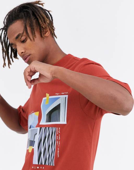 ASOS WHITE loose fit t-shirt in red with chest print