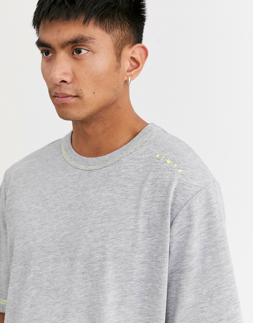 ASOS WHITE loose fit t-shirt with neon text print-Grey