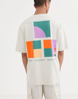 ASOS WHITE - Losvallend T-shirt met fotoprint-Beige