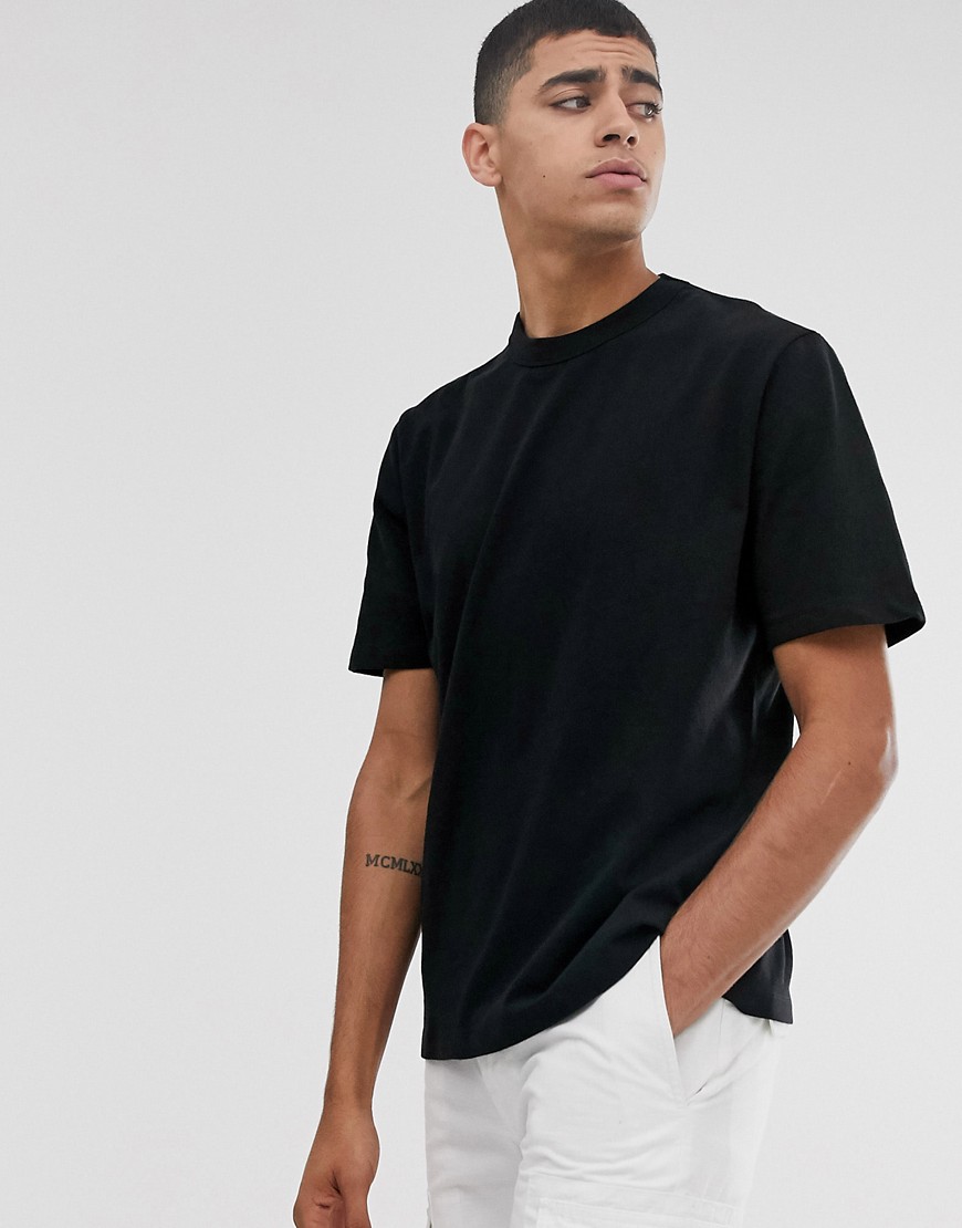 ASOS WHITE - Losvallend T-shirt van dikke stof in zwart