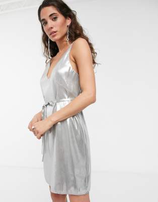 white metallic dress