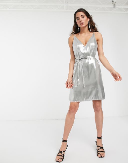 Asos metallic dress sale