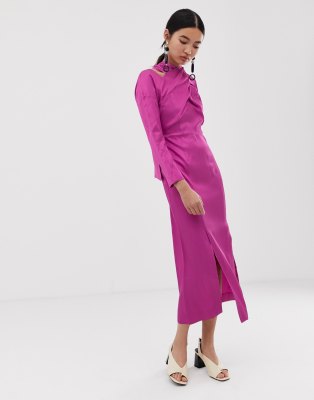 ruffle hem wrap dress