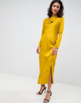 midi mustard dress