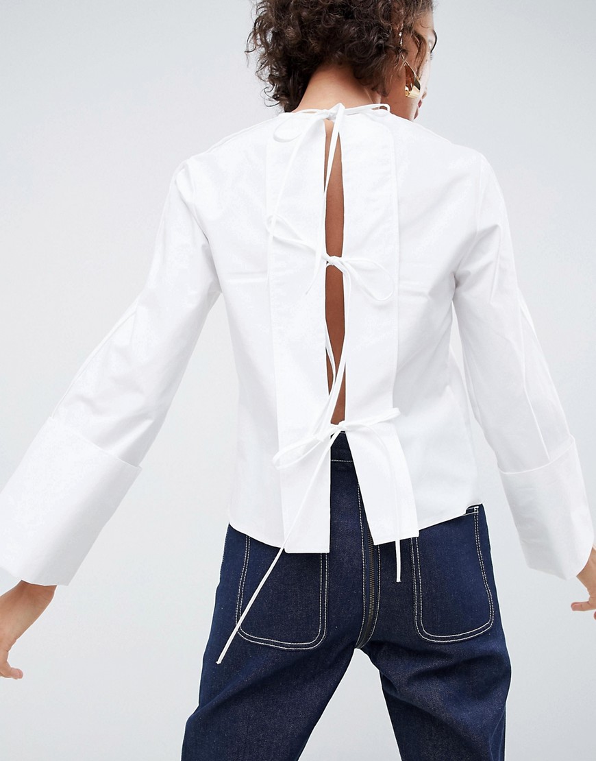 ASOS WHITE open back top with tie detail