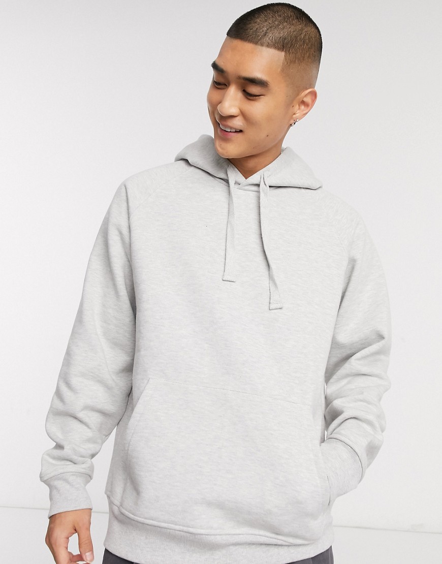 ASOS WHITE - Oversized hoodie in gemêleerd grijs