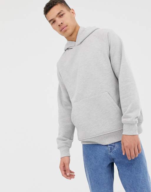 ASOS WHITE oversized hoodie in heavyweight light gray marl jersey | ASOS