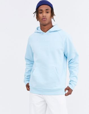 ASOS WHITE - Oversized hoodie met borstprint in pastelblauw