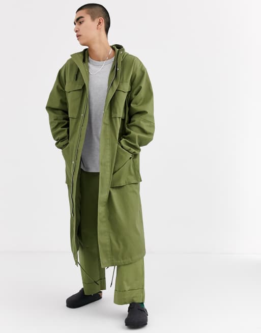 ASOS WHITE oversized parka in green