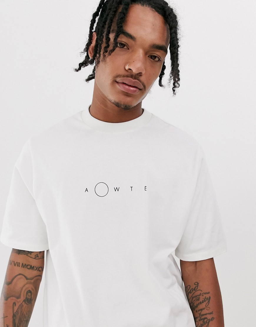 ASOS WHITE - Oversized T-shirt met print op de borst-Wit