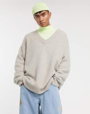 oversized v neck sweatshirt