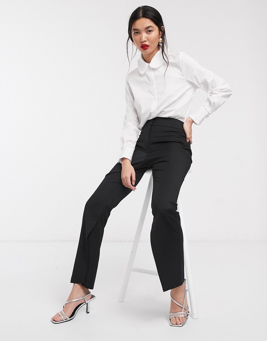 ASOS WHITE - Pantalon met split aan zoom-Zwart