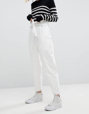 white paperbag jeans