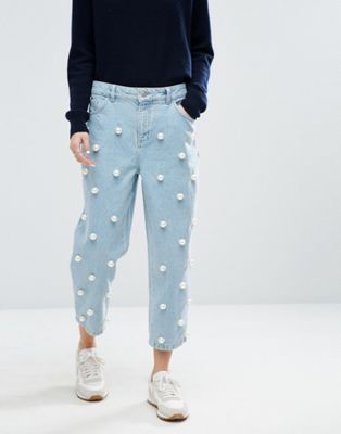 plus size pearl embellished jeans