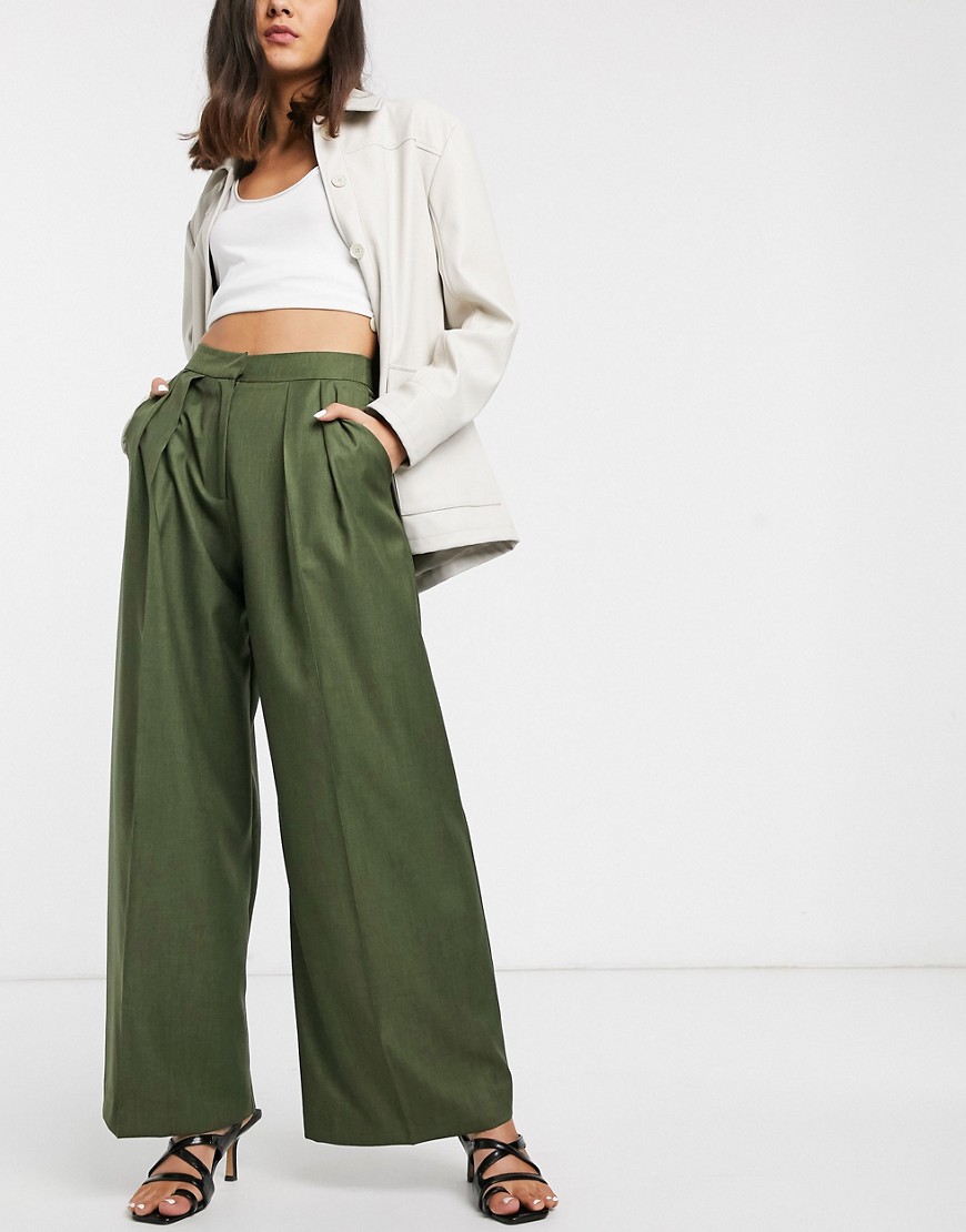 ASOS WHITE pleat front trouser-Green