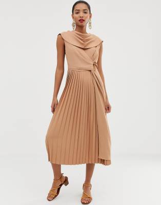 asos pleated dress midi