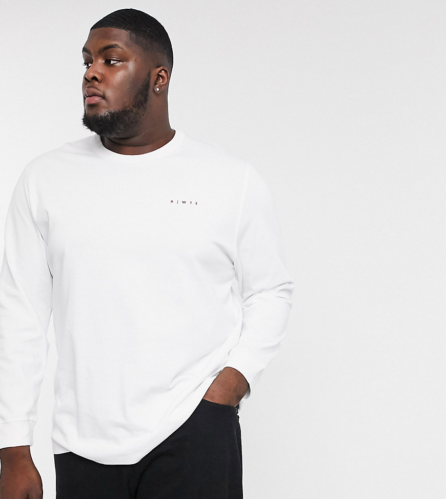 ASOS WHITE PLUS loose fit long sleeve t-shirt with logo print