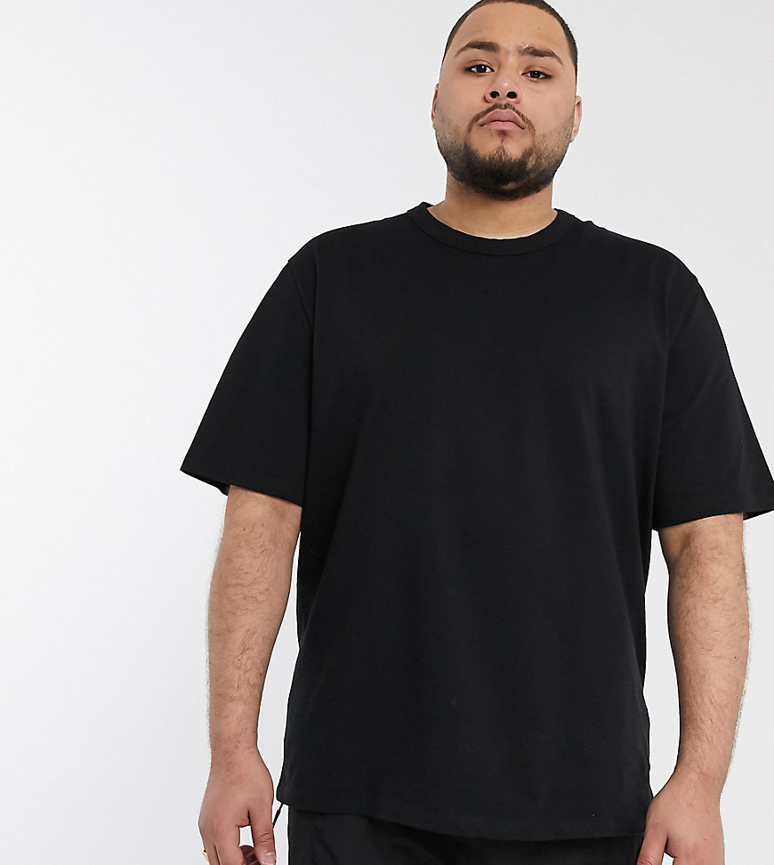 ASOS WHITE Plus - Losvallend zwaargewicht T-shirt in zwart