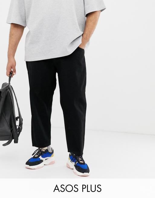 ASOS WHITE Plus tapered cropped jeans in 14 oz black denim ASOS