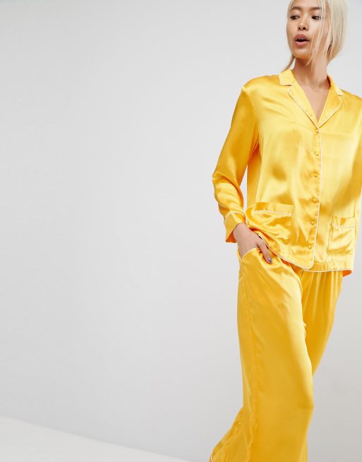 Yellow satin online pyjamas