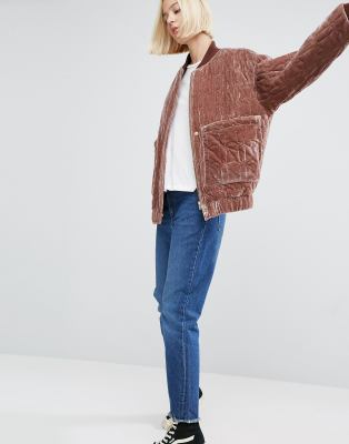 velvet quilted bomber