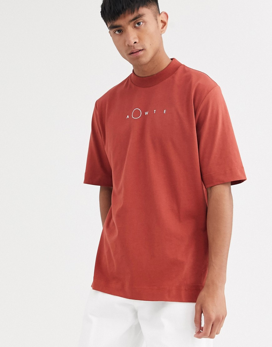ASOS WHITE – Röd t-shirt i loose fit med logga