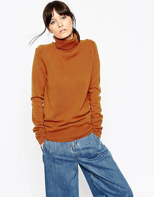 ASOS WHITE Roll Neck Jumper in Cashmere