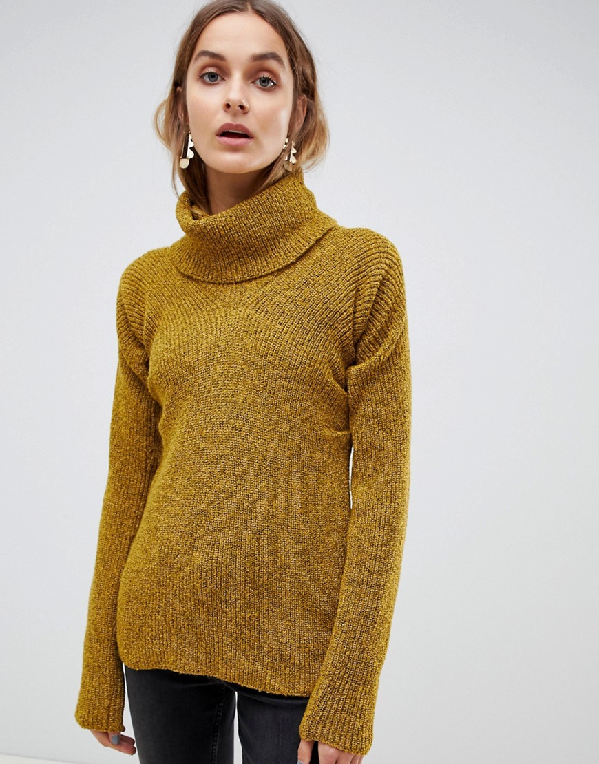 ASOS WHITE roll neck jumper with gather detail-Multi